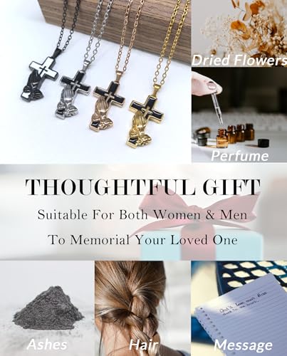 Cross-shaped Ashes Necklace, Customizable for Pet or Human Ashes, Suitable for Both Men and Women