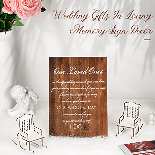 5 Pcs Memorial Table Sign for Wedding Memorial Chair Sign Wooden Wedding Table Plaque with Bracket in Memory of Loved Ones Who Died in Heaven Seat Chair Signage for Sympathy Gifts(Woodgrain Style) - style: Woodgrain Style