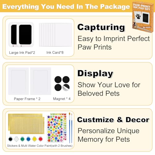 Paw Print Kit for Dogs - Extra-Large Clean Touch Dog Paw Print Kit, Mess-Free Baby Footprint Kit Inkless Hand and Footprint Kit, Dog Nose Print Kit DIY Gift for Dog Lover for Puppy & Newborn