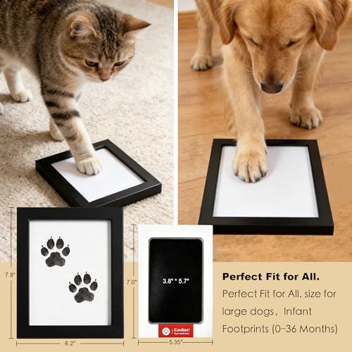 Dog Paw Print Kit & Cat Memorial Frame - Inkless Nose Print Stamp Pad for Dogs, Cats & Babies, Mess-Free Handprint Keepsake, Ink Pads & Wooden Photo Frames, Pet Memorial Gifts (Large 2 Packs) - size: large 2 packs