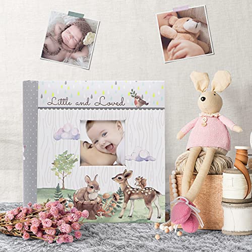 Holoary Baby Photo Album 4” x 6” 160 Photos, Newborn Baby Keepsake Gifts for Baby Boy/Girl and New Parents, Woodland Animals Design - size: 8.5''x8.6''
