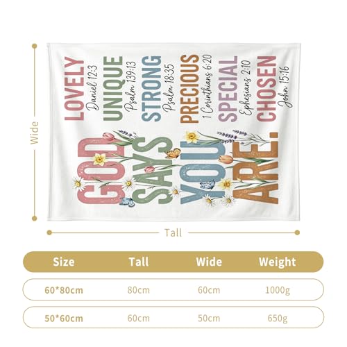 God Says You are Floral Throw Blanket, Inspirational Bible Verse Blanket, Christian Religious Prayer Blanket, 50 x 60 Inch - color: God Says You Are, size: 50*60IN