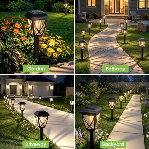 Greluna Solar Pathway Lights Outdoor 10 Pack, Warm White 3000K Solar Lights