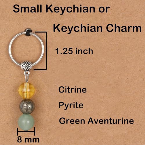GINAZL Natural Crystals Keychain Gift, Evil Eyes Charm Keychains Inspirational Keychain for Women Bag/purse Charms - color: Succeess