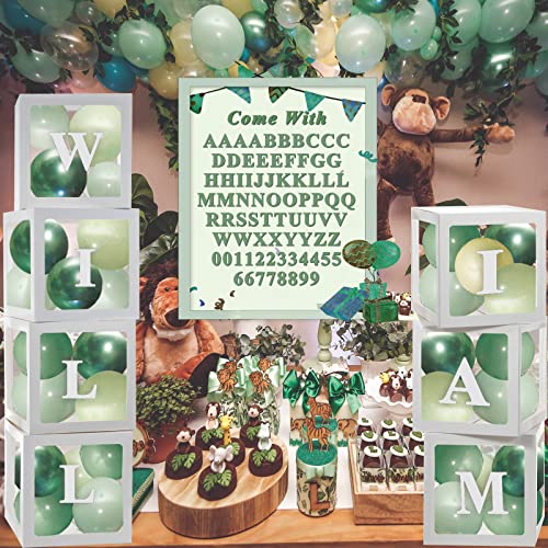 Ledido Transparent Balloon Boxes with 78 Letters Numbers for Custom Name - color: White, size: 7PCS Boxes