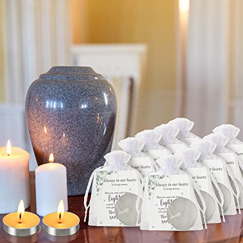 50 Set Funeral Party Favors Memorial White Candles Unscented Funeral Gifts Tealight Candles with Condolence Bereavement Cards and Organza Bags for Guest Celebration of Life Decorations (Stylish) - style: Stylish