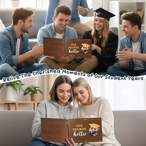 CY2SIDE Graduation Photo Album Scrapbook - 30Page One Degree Hotter Wooden Graduation Scrapbook Craft Kit School Day Memory Book DIY Class 2026 Graduate Handmade Album Gift for College Senior Grad - style: One Degree Hotter