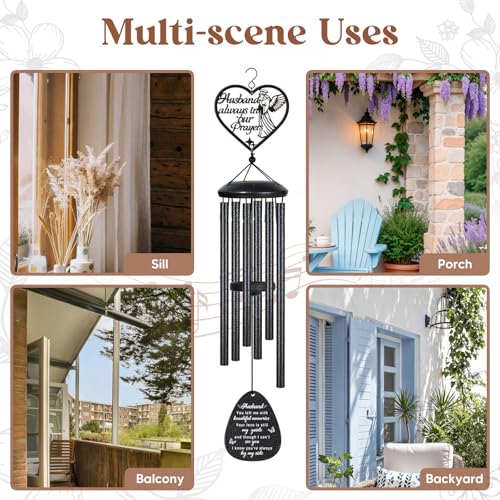 Memorial Gifts for Loss of Husband, Prayer Angel Sympathy Wind Chimes, Loss of Husband Sympathy Gift - A Gift to Express Condolence, Bereavement, Comfort, Remembrance and Healing