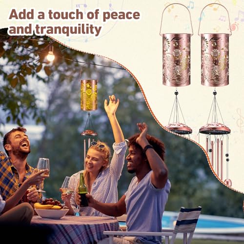 Retisee Rooster Solar Wind Chimes Outdoor Metal Rooster Gifts Solar Light Windchimes Outside Indoors Christmas Decoration Birthday Gift for Home Lawn Porch Patio Garden Yard - style: Rooster