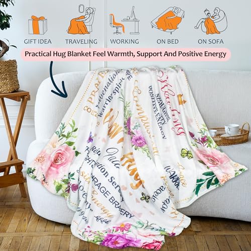 Inspirational Gifts, Warm Hugs Healing Blanket, Get Well Gifts for Women After Surgery, Breast Cancer Gifts, Thinking of You Gifts for Women Soft Throw Blanket 60"x50" - color: Warm Hugs
