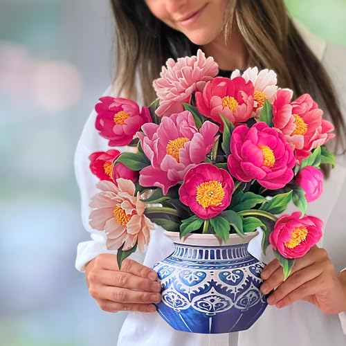 Freshcut Paper Peony Paradise 13 Inch Life-Sized 3D Pop Up Card – Birthday, Mothers Day, Thank You, Gifts for Mom and Her – Includes Notecard and Envelope (Pack of 3) - color: Peony Paradise, size: Classic (Pack of 3)