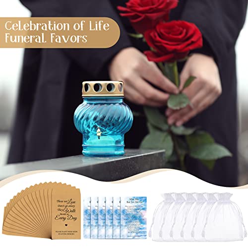 Fumete 100 Sets Funeral Favors for a Memorial Service Self Adhesive Kraft Seed Envelopes Celebration of Life Prayer Cards Organza Gift Bags Funeral Decorations for Loss of Loved One