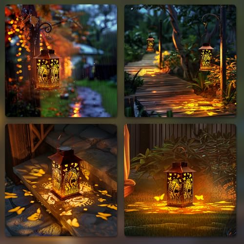 Homemory Gifts for Women, Mushroom Solar Lanterns Outdoor Waterproof | Solar Decoration with Led Glow and Waterproof Metal Design, Ideal for Garden, Yard, Patio, Porch, Birthday Gifts - style: Mushroom Square