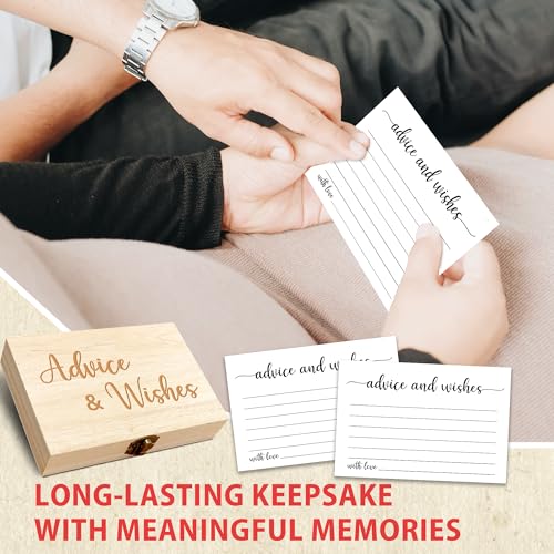 Advice and Wishes Cards Box, 50 Pcs Birthday Wedding Baby Shower Advice Cards, Well Wishes Box for Birthday Party Graduation Bridal Shower Retirement Party, Anniversary(Minimalism) -B03 - color: Minimalism, size: Set with Wooden Box
