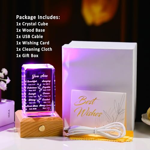 Ornalrist Christian Gifts for Women Crystal with Wood Night Light - color: Christian Gifts-You Are