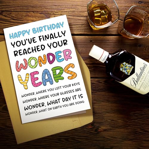Supoeguk Funny Old Age Birthday Card for Men Women, Humor Wonder Years Birthday Card Gift for 50th 60th 70th 80th 90th, You Have Finally Reached Your Wonder Years... - color: Old Birthday