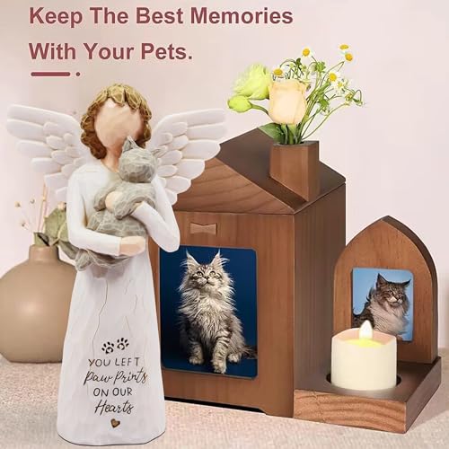BORLESTA Memorial Gifts Angel - Sympathy Gifts for Loss of Loved One, Cat Memorial Gifts for Loss of Cat, Cat Passing Away Gifts - Cat Angel Figurines