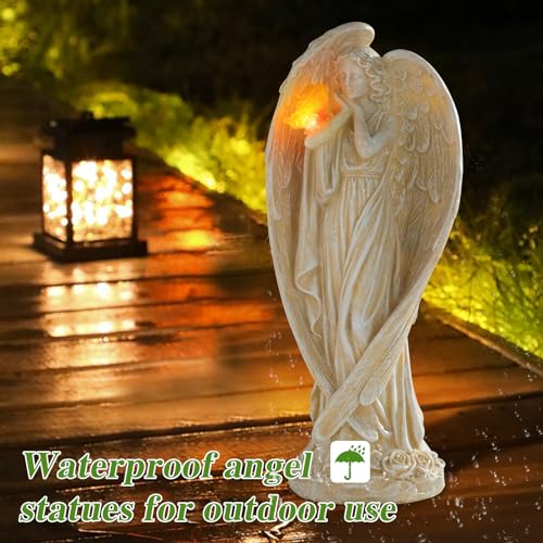 Angel Garden Statues Outdoor, Angel Figurine with Butterfly Solar Lights - style: Butterfly-2
