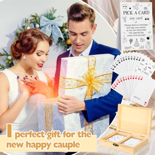 AceOrbit 57 Pack Wedding Party Guest Book Playing Cards Set with Wooden Box - color: White, style: Party