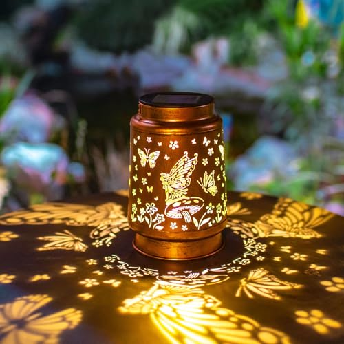 Fairy Solar Lanterns Outdoor Waterproof,Hanging Solar Lights Gifts for Women Mom Grandma Metal Decorative LED Lantern Outside for Yard,Patio,Lawn,Porch,Backyard,Garden Decor - style: F、1Pack-Fairy