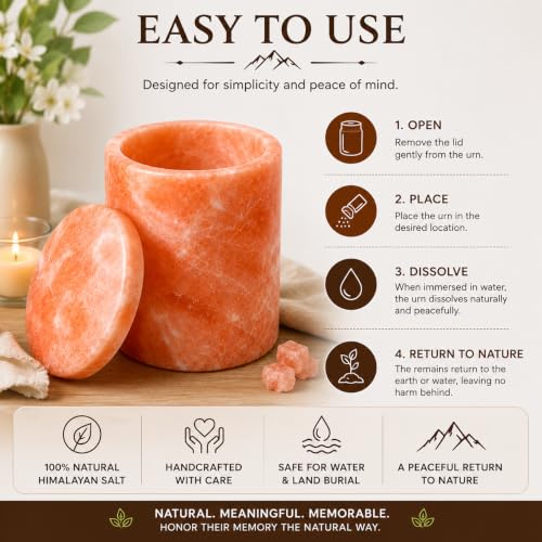Himalayan Natural Salt Urn, Small, Biodegradable, 50 Cubic Inch. | Natural Farewell