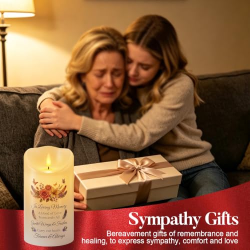 Homemory 4x7 Flameless Memorial Candle Sympathy Gifts for Loss of Loved One - color: Always in Our Hearts