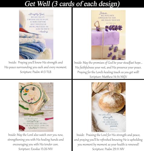 Get Well Cards Premium 36 count Christian/Religious Greeting Card Assortment ~ Scripture in Every Card