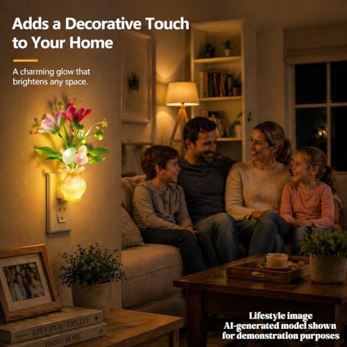 Mushroom Night Light, Decorative Plug into Wall Night Lights with Dusk-to-Dawn Sensor, Cute LED Lights for Bedroom, Ambient Lighting for Hallway, Bathroom, Kitchen