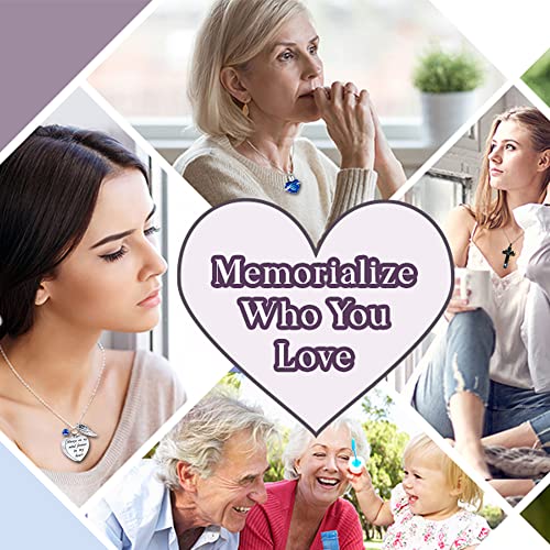 5 Pcs Urn Necklace for Ashes Keepsake Cremation Jewelry Heart Cross Cubic Stainless Steel Urn Keepsake Necklace Crystal Memorial Locket Ashes Jewelry for Women Men Loved Ones - color: blue