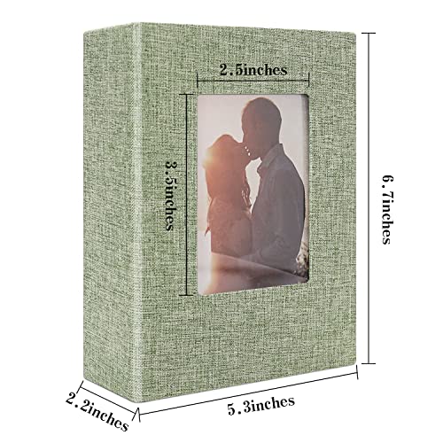 Vienrose 4x6 Photo Album,100 Pockets,Linen Cover with Window,Grass Green | Cover Window, Acid Free Pages, Linen Hardcover, Baby Wedding Family Photos - color: Grassgreen, size: 100 Pocket