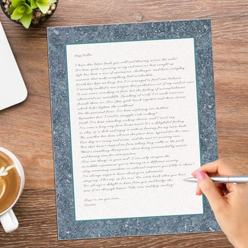 PaperDirect Attractive Blue Patina Letter Paper, Elegant Full-Color Marble Design, 8.5 x 11, Acid-Free, Ideal for Invitations, Flyers, Certificates, Crafts, Business Use, Cards, 25 Sheets - color: Attractive Blue Patina