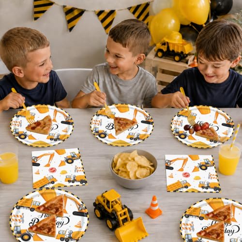 40 Pcs Construction Plates and Napkins Set, Large 9 Inch Party Plates - color: Construction