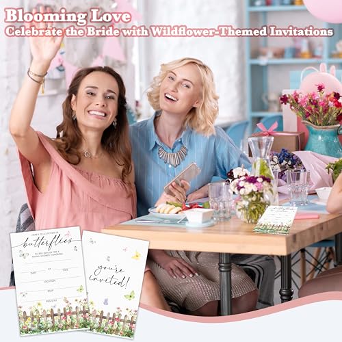 Lifetime of Butterflies Bridal Shower Invitations | Butterfly Spring Floral Bridal Shower Invites, 4x6 Set of 25 Wedding Invitations with Envelopes-A04 - style: lifetime of butterflies