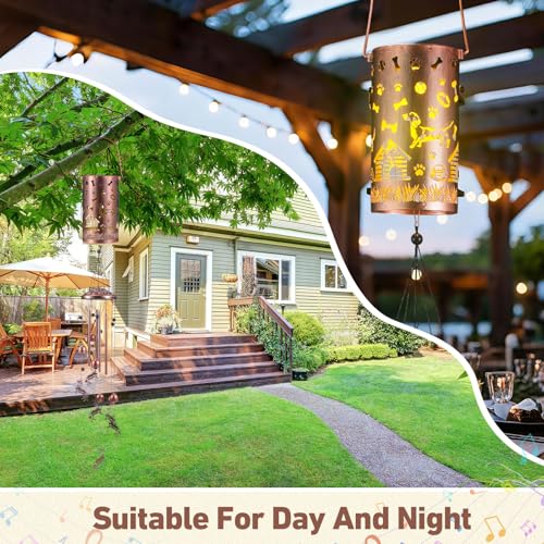 Retisee Dachshund Dog Design Solar Wind Chimes Outdoor Metal Dachshund Gifts Solar Light Windchimes Outside Indoors Christmas Decoration Birthday Gift for Home Lawn Porch Patio Garden Yard - style: Dachshund