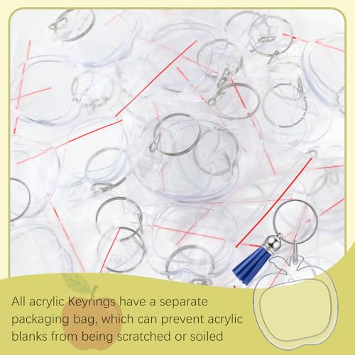 Yaomiao Acrylic Photo Keychain with Tassel Clear Blank Custom Keychain Frame Holder Insert Picture Keyring Making Kit - style: Apple