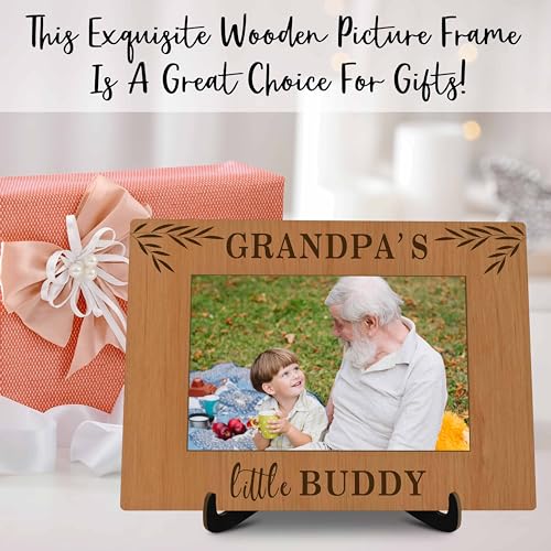Grandpa Pictures Frame, Grandpa's Little Buddy Photo Frame with Stand, Grandparents Gifts From Grandchild, Farmhouse Home Living Room Bedroom Office Decoration -a25 - color: Grandpa