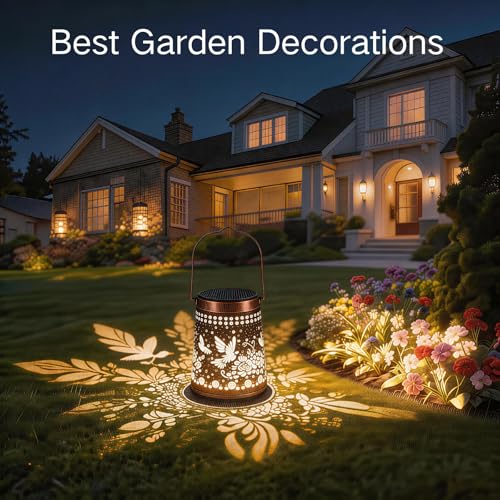 2 Pack Solar Lanterns Outdoor Waterproof Birthday Gifts for Women Mom Grandma, Hollowed-Out Metal Hummingbird Hanging Solar Lantern Lights Garden Decor, 2 Modes Hanging Solar Lights for Yard, Patio | Birthday Gifts for Women Mom Grandma, Hollowed-Out Hang