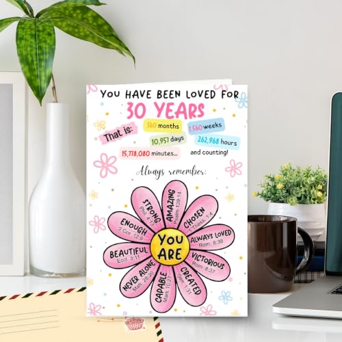 30th Birthday Card for Her, Happy 30th Birthday Card for Him Her with Seal and Envelope, 30 Year Old Birthdayy Cards for Daughter Women, Men Son Friend Sister Brother - color: 30th
