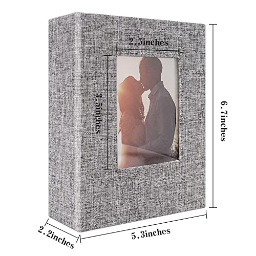 Vienrose 4x6 Photo Album,100 Pockets,Linen Cover with Window,Grey | Cover Window, Acid Free Pages, Linen Hardcover, Baby Wedding Family Photos - color: Grey, size: 100 Pocket