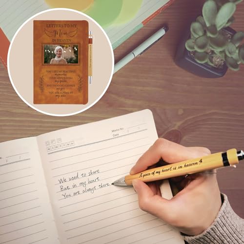 Mom Grieving Gift, Sympathy Condolence Remembrance Memorial Gifts | Letters To My Mom In Heaven Faux Leather Journal with Window Cover 200 Pages A5 Lined for Family Friend Who Loss of Mother - style: Mom