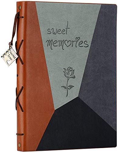 ZEEYUAN Scrap Book Leather Photo Album Family Scrapbook Memory Photo Book 60 Pages, Mothers Day Gift for Mom Mother Scrapbook/Anniversary/Valentines Gifts (Gray) - color: Gray