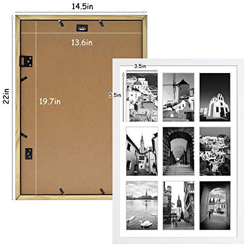 Golden State Art 9-Openings 4x6 White Wood Collage Picture Frame Solid Wood | Fits Nine 4x6 Photos, White Mat, Photo, Art,13.6x19.7 Poster or Print Display, Tempered Glass,White Frame Finish,1 Pack - color: White, size: 1 Pack