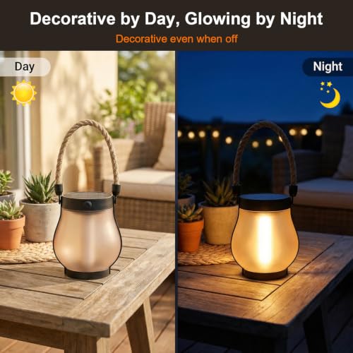 Solar Lanterns Outdoor Waterproof 4-Pack, 2nd Gen Flickering Flame Effect