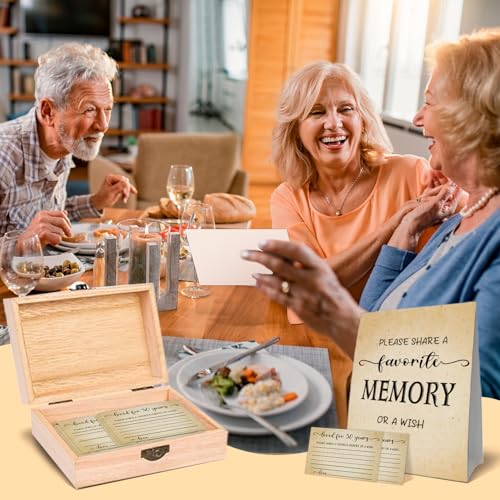 50th Birthday Party Share a Memory Set, 1976 Birthday Gifts for Women Men, 1976 Wooden Share A Memory Box with Memory Sign and 50 Pcs Memory Cards, 1976 Birthday Gifts, 50th Birthday Party Decorations - style: 50-1976
