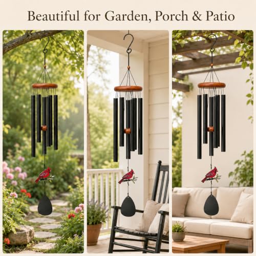 Memorial Wind Chimes for Loss of Loved One - 36 in Cardinal Wind Chimes, Sympathy Gifts for Bereavement, Deep Tone Home Garden Decor for Bereavement, Condolence, Funeral