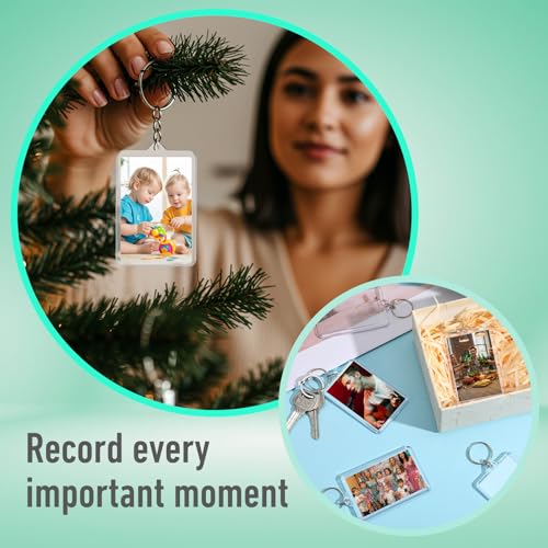 COMNICO 45Pcs Photo Keychain (2 x 3inch) Acrylic Clear Picture Frame Keychain Blank Photo Insert Keyring DIY Craft Personalised Favor Graduation Gift, Family Friends Photoes Collection Gift