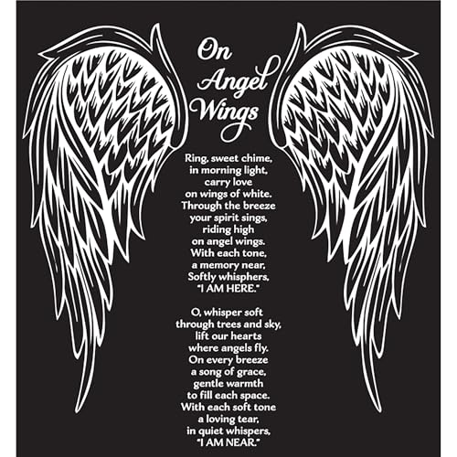 Magnolia Garden 17-Inch Large On Angel Wings Memorial Iron Wind Chime – Premium Sympathy Poem Gift – Extra Long Black Metal Hanging Bereavement Bell – Remembrance Garden Decor for Loss of Loved One