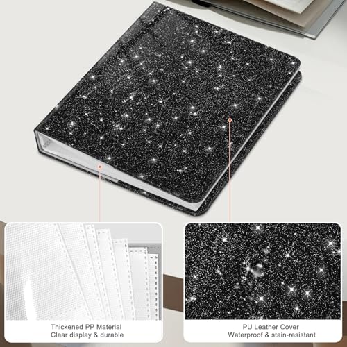 Fintie Photo Album 4x6 Photos - 112 Pockets Wallet Albums Memory Book | Vegan Leather Cover, 4X6 Picture Keepsakes, Family/Wedding/Travel Memory Book, Baby/Kids/Boys/Girls Gift, Glittering Black - color: Glittering Black