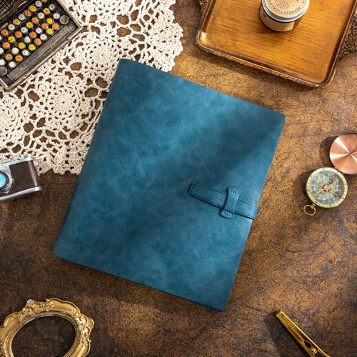 Leather Photo Album for 4x6 Pictures Photo Book With 30 Writing Paper for Family Wedding Anniversary Baby Vacation Picture Album (Blue) - color: Blue
