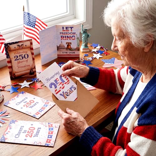 Eaasty 50 Sets 250th Anniversary Greeting Cards with Envelopes Stickers - style: 250th Anniversary